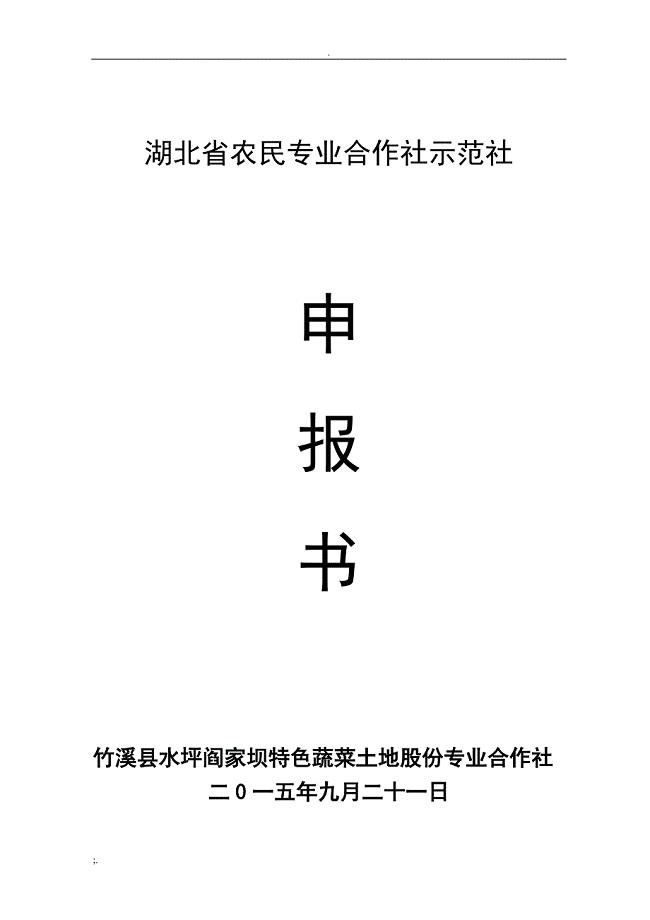 农民专业合作社示范社项目申请材料