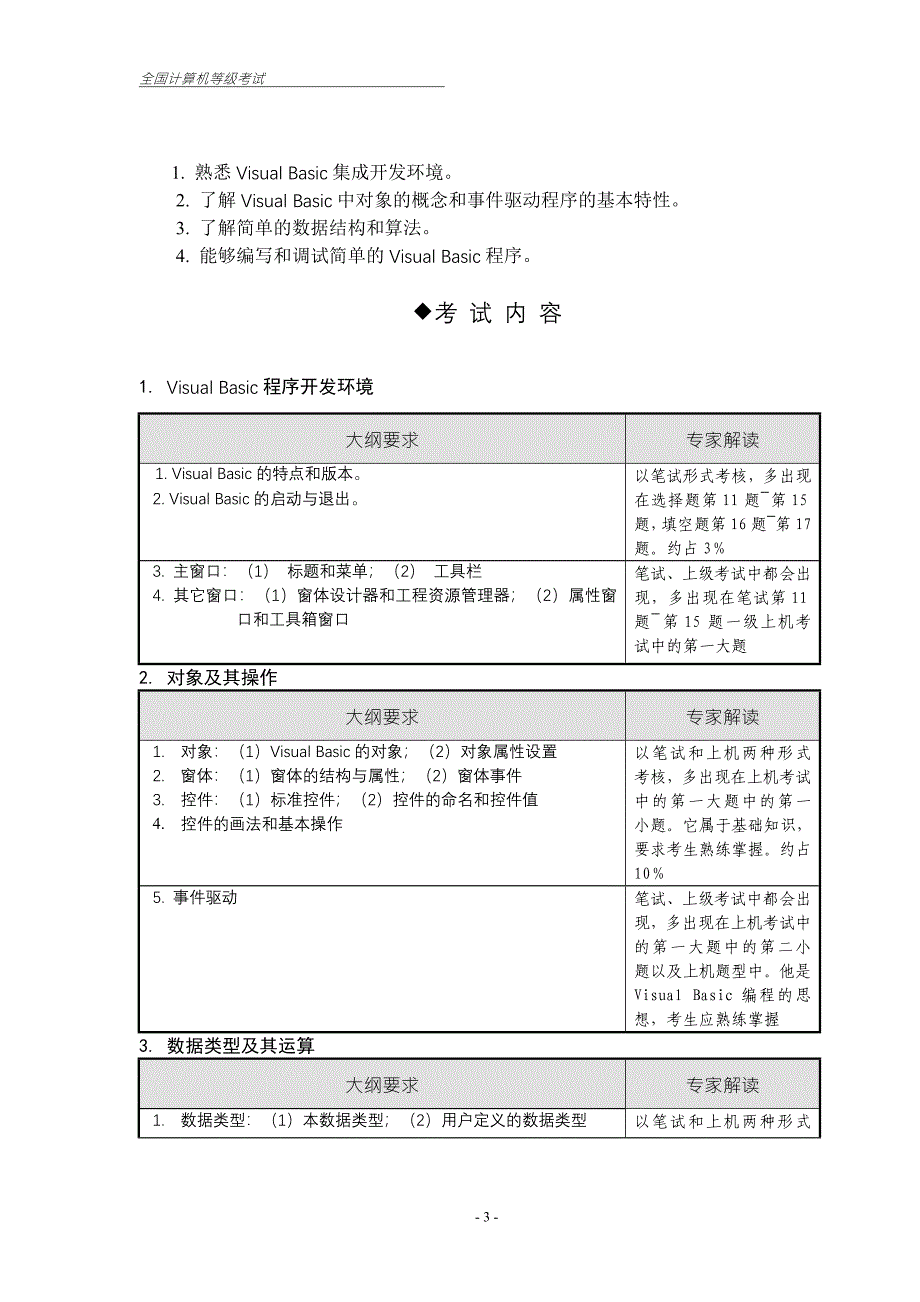 2013年全国计算机等级考试二级VB考试大纲_第3页