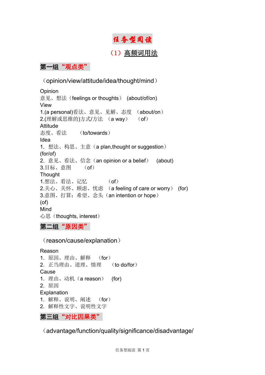任务型阅读高频词用法.doc_第1页