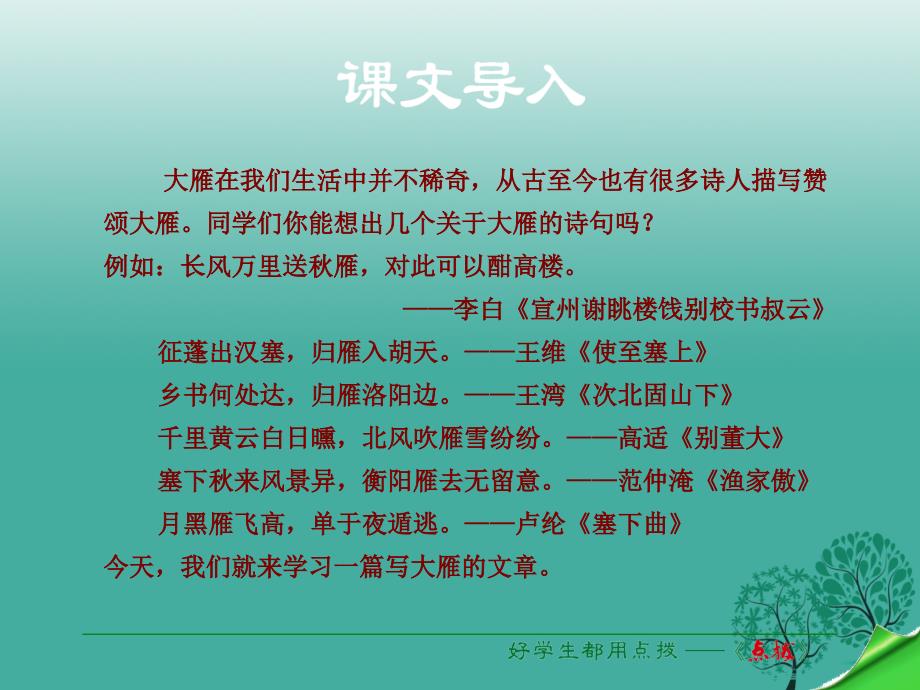 八年级语文下册第3单元第14课大雁归来课件新人教版_第1页