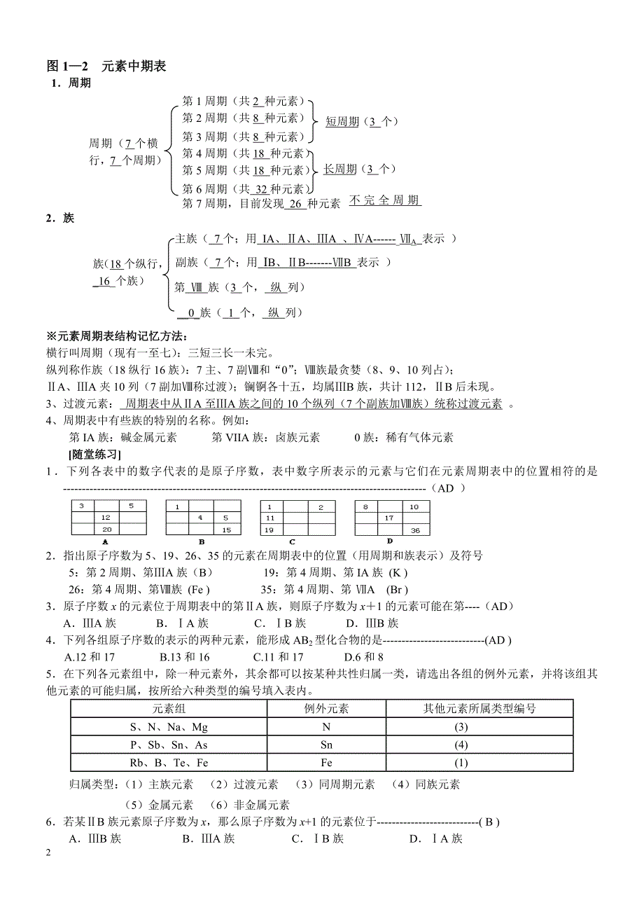 高中化学1.1元素周期表教案新人教版必修2_第2页