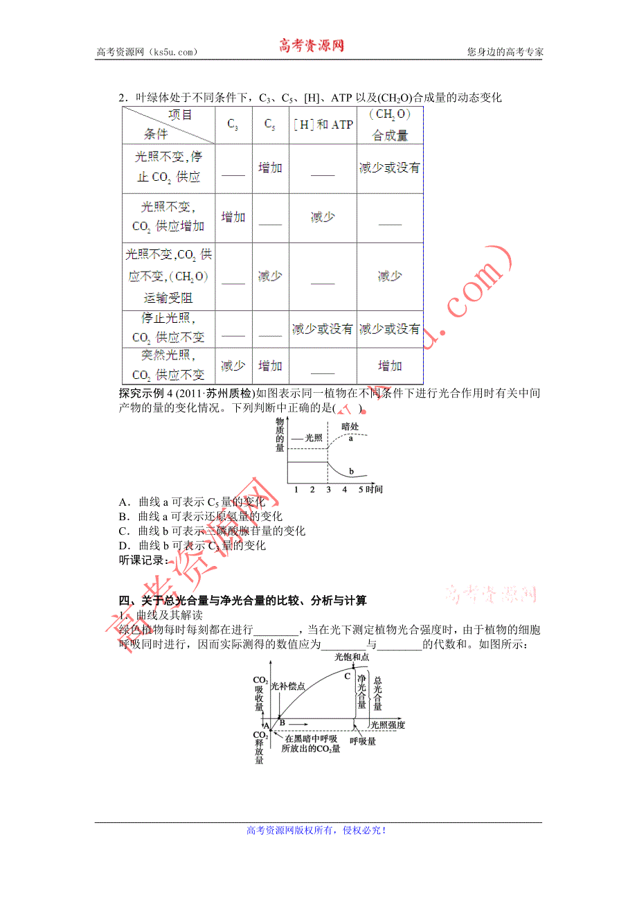 高考生物一轮复习学案13细胞的能量供应和利用知识归纳与拓展人教版_第4页