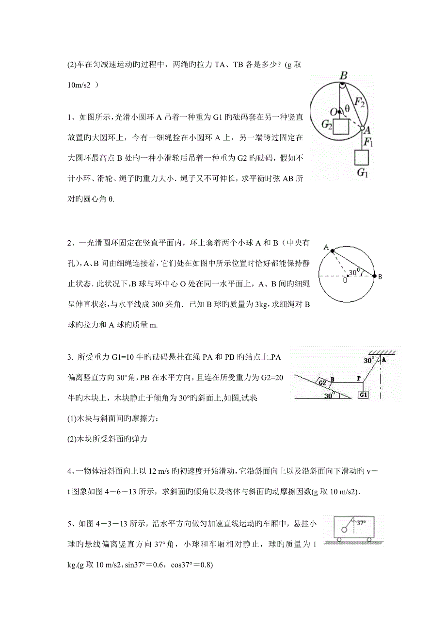 高一物理必修一力学三四章精选综合复习题_第5页