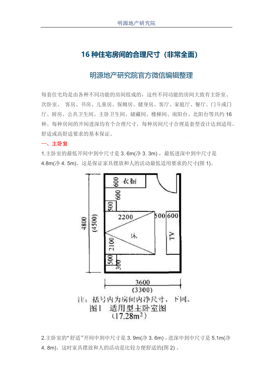 16种住宅房间的合理尺寸(非常全面).docx_第1页