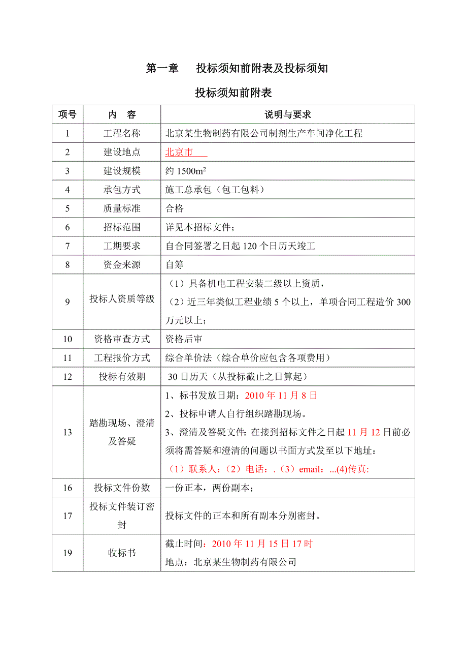 [医药]北京某有限公司制剂生产车间净化工程招标文件_第2页