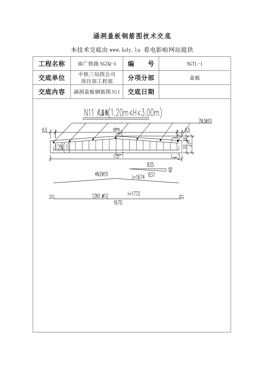 涵洞盖板钢筋大样图技术交底_第1页