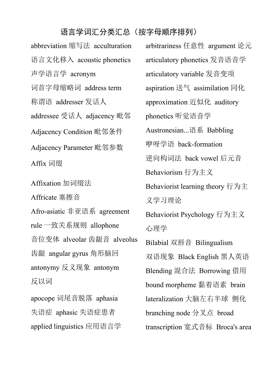 语言学词汇分类汇总_第1页