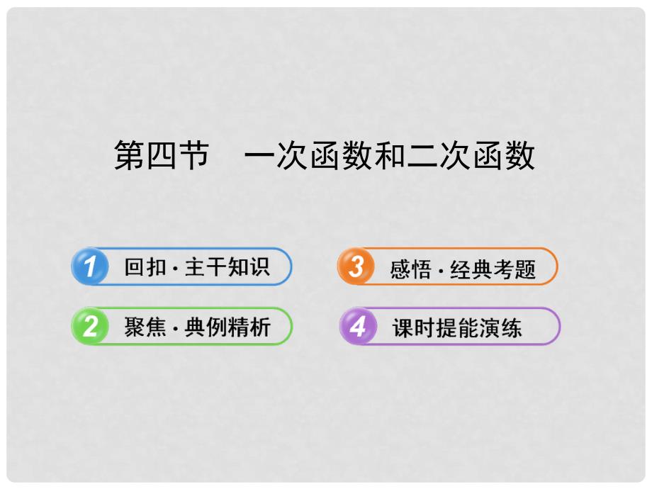 高中数学 （主干知识+典例精析）2.4一次函数和二次函数课件 理 新人教B版_第1页