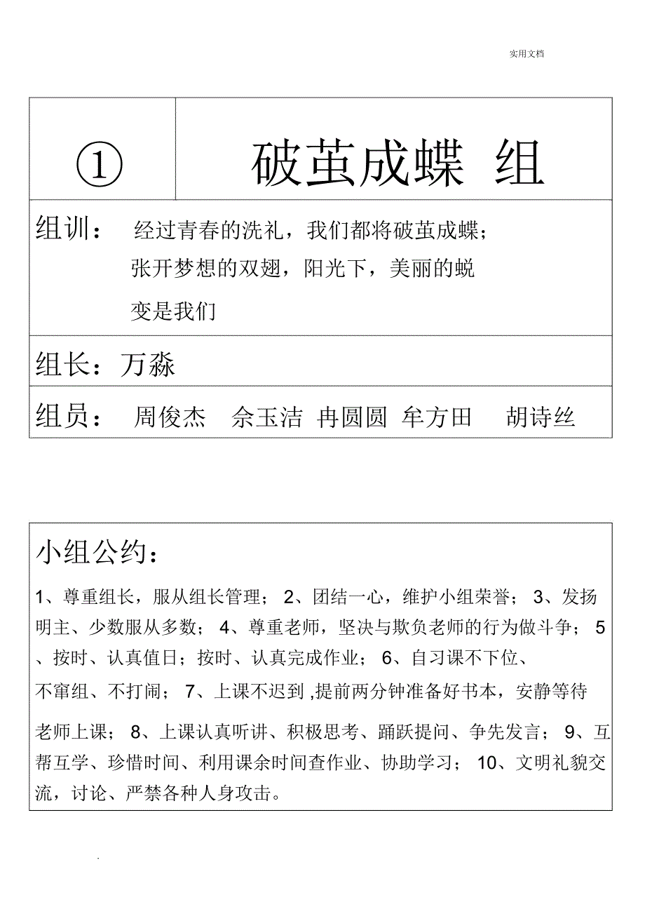 小组名及组训_第1页