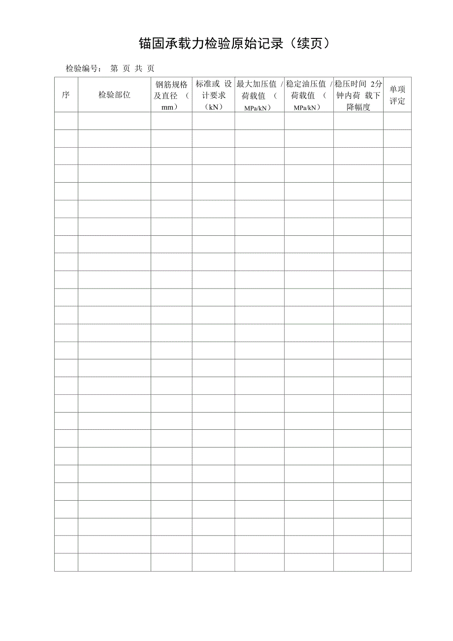 锚固承载力检测原始记录表_第2页