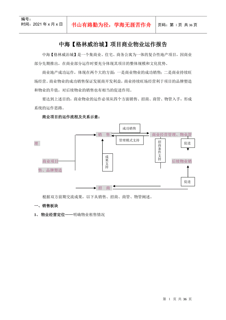 XX项目商业物业运作报告_第1页