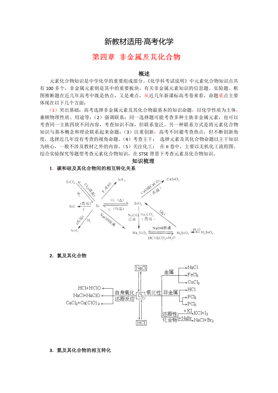 【新教材】高考化学专题复习：高中化学专题：非金属及其化合物含答案_第1页