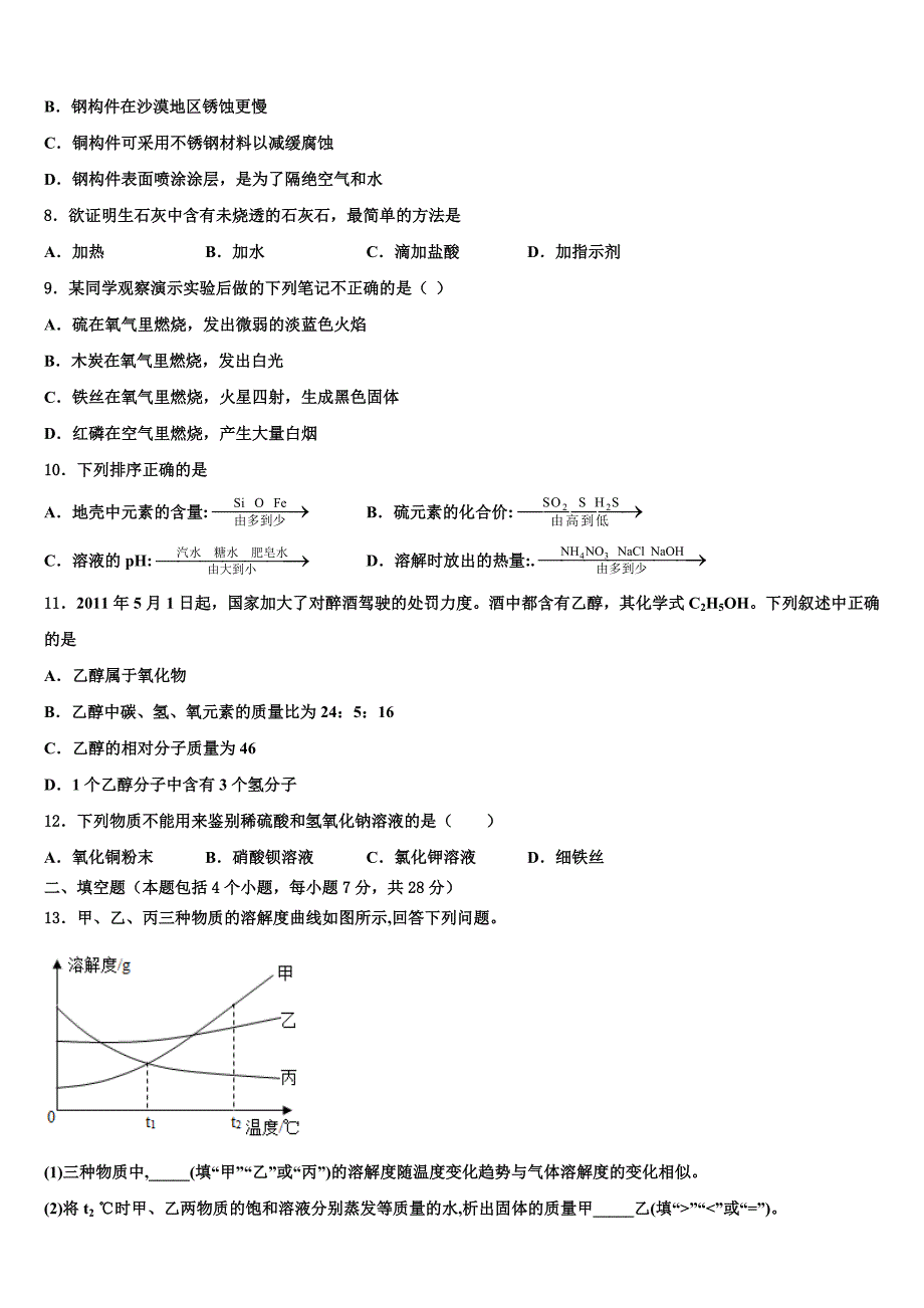 山东省淄博市博山2023学年中考冲刺卷化学试题（含解析）.doc_第2页