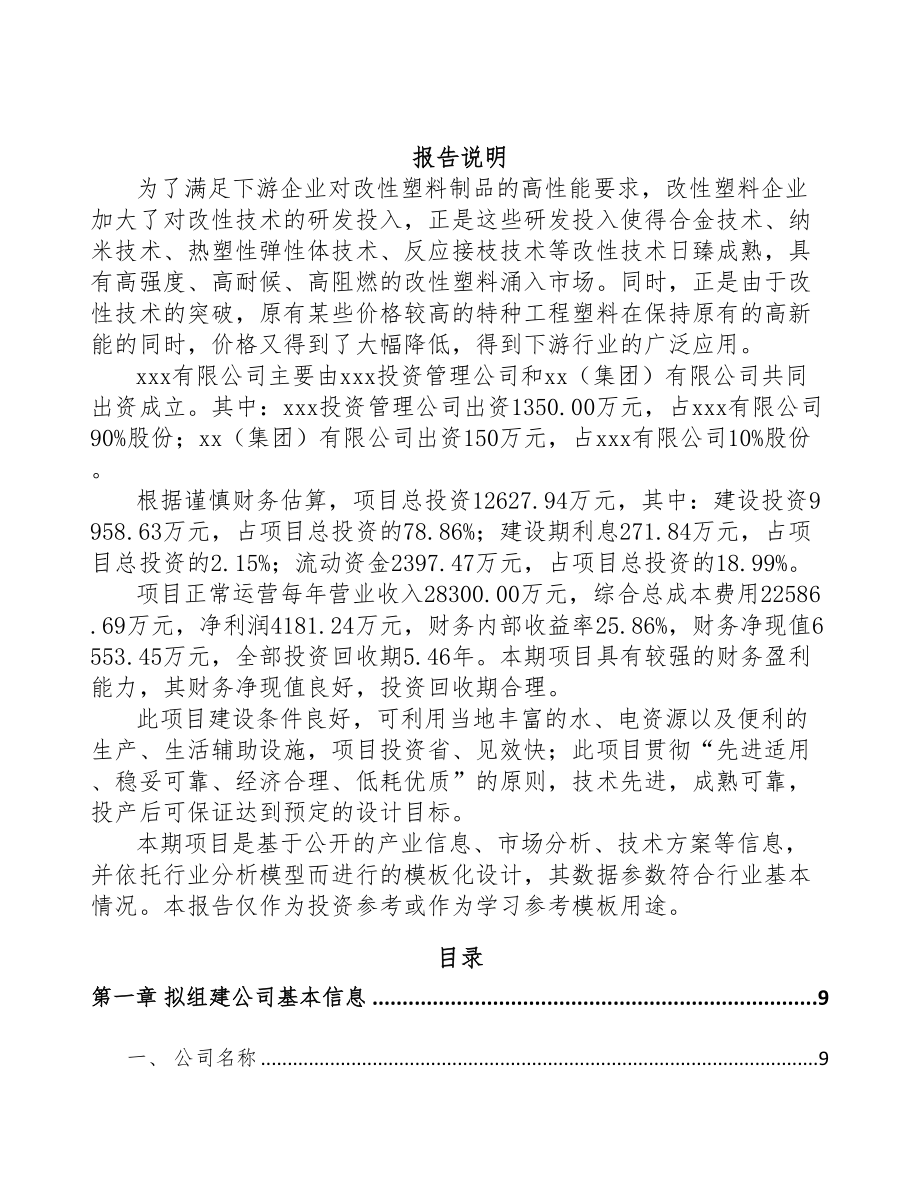 安阳关于成立改性塑料公司可行性研究报告(DOC 84页)_第2页