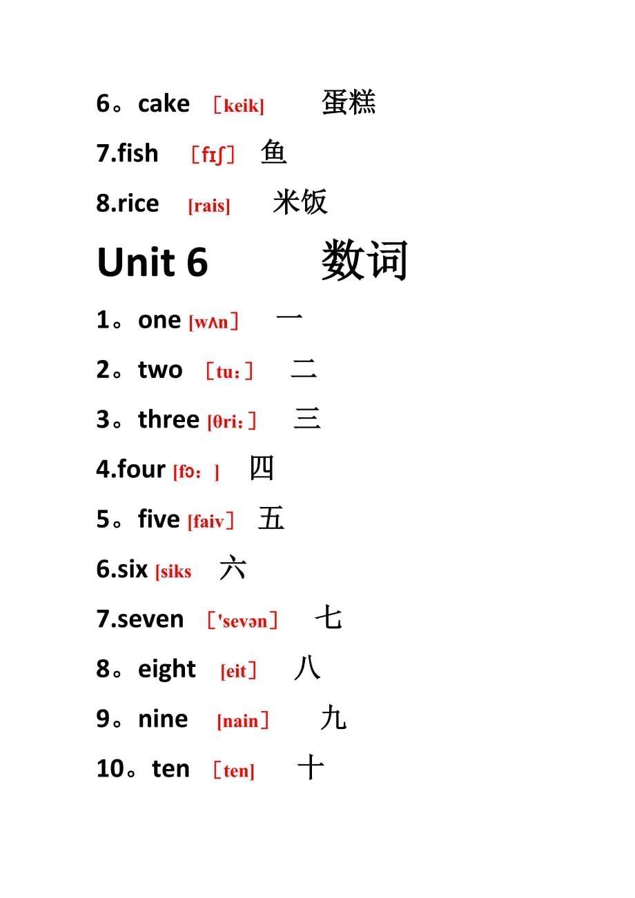 新人教版三年级英语上册单元词汇表_第5页