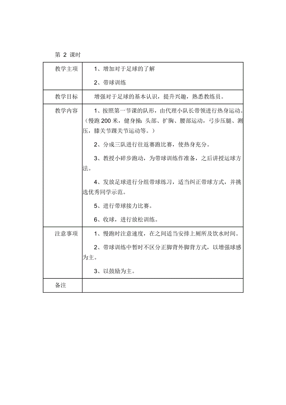 足球课时训练计划_第2页