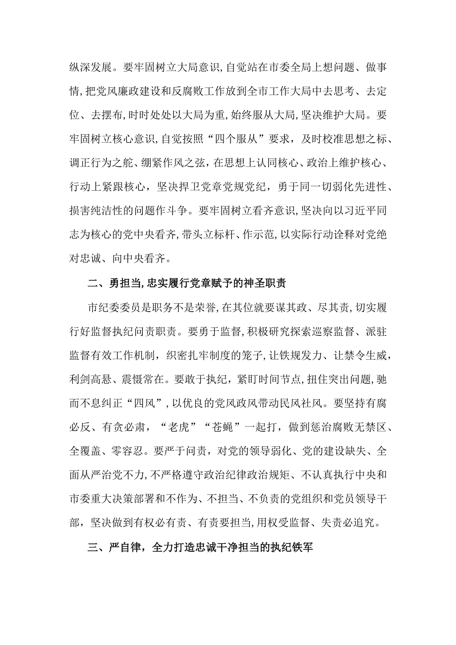 代会新当选纪委书记在市纪委一次全会议上的表态讲话_第2页