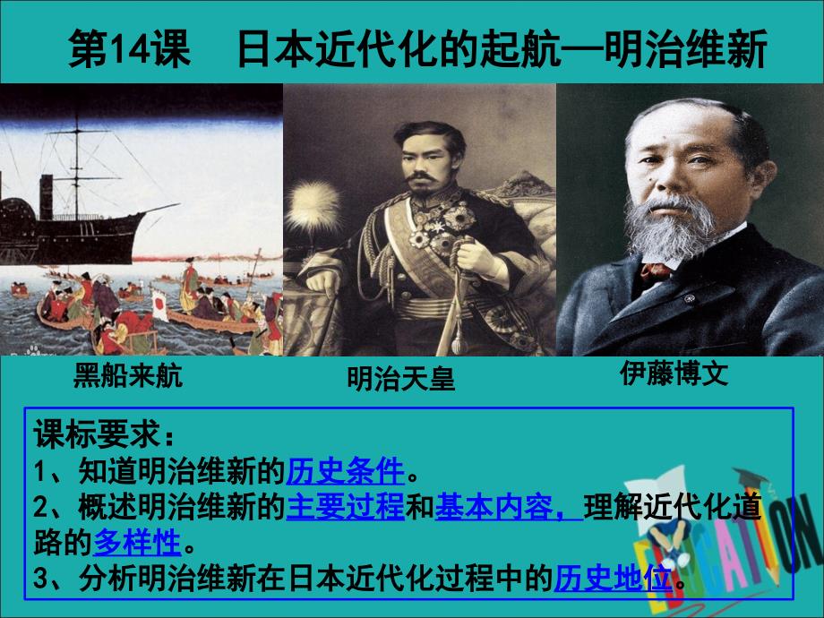 2018-2019学年高中历史 第四单元 工业文明冲击下的改革 第14课 日本近代化的起航&amp;mdash;&amp;mdash;明治维新课件1 岳麓版选修1_第1页