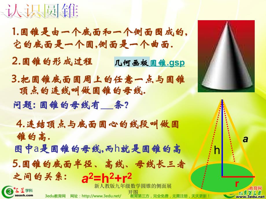 新人教版九年级数学圆锥的侧面展开图经典实用_第4页