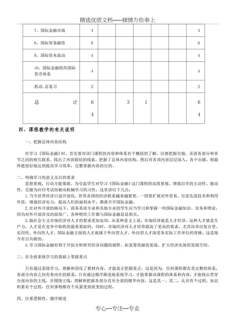 国际金融课程教学大纲_第5页