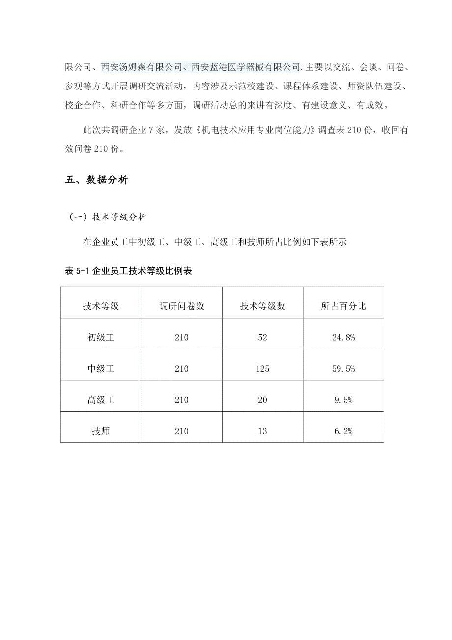 机电技术应用专业岗位能力分析调研报告_第5页