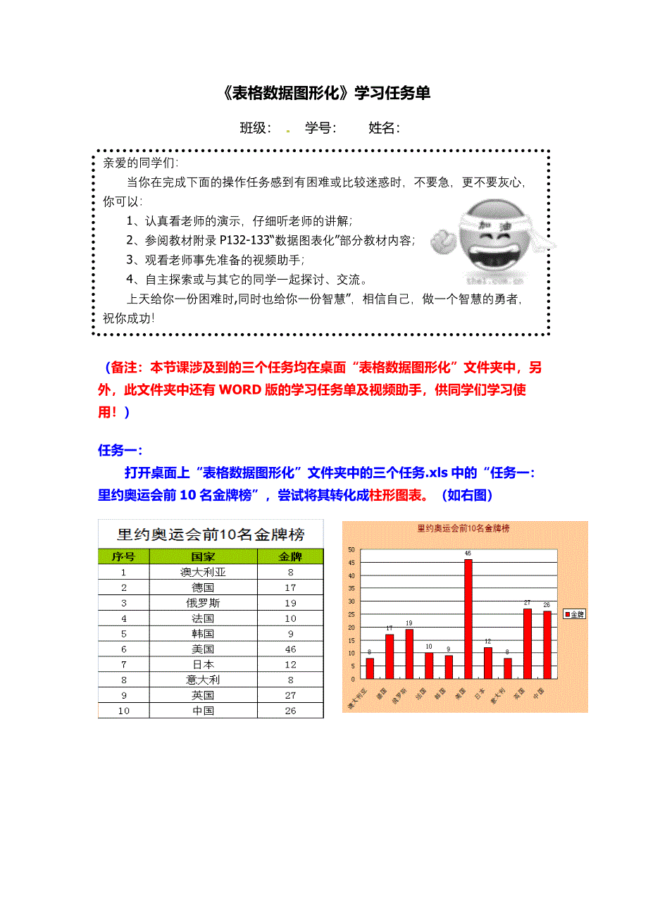 《表格数据图形化》学习任务单_第1页