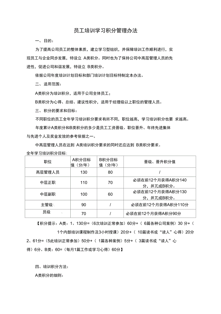 培训学习积分管理办法_第1页