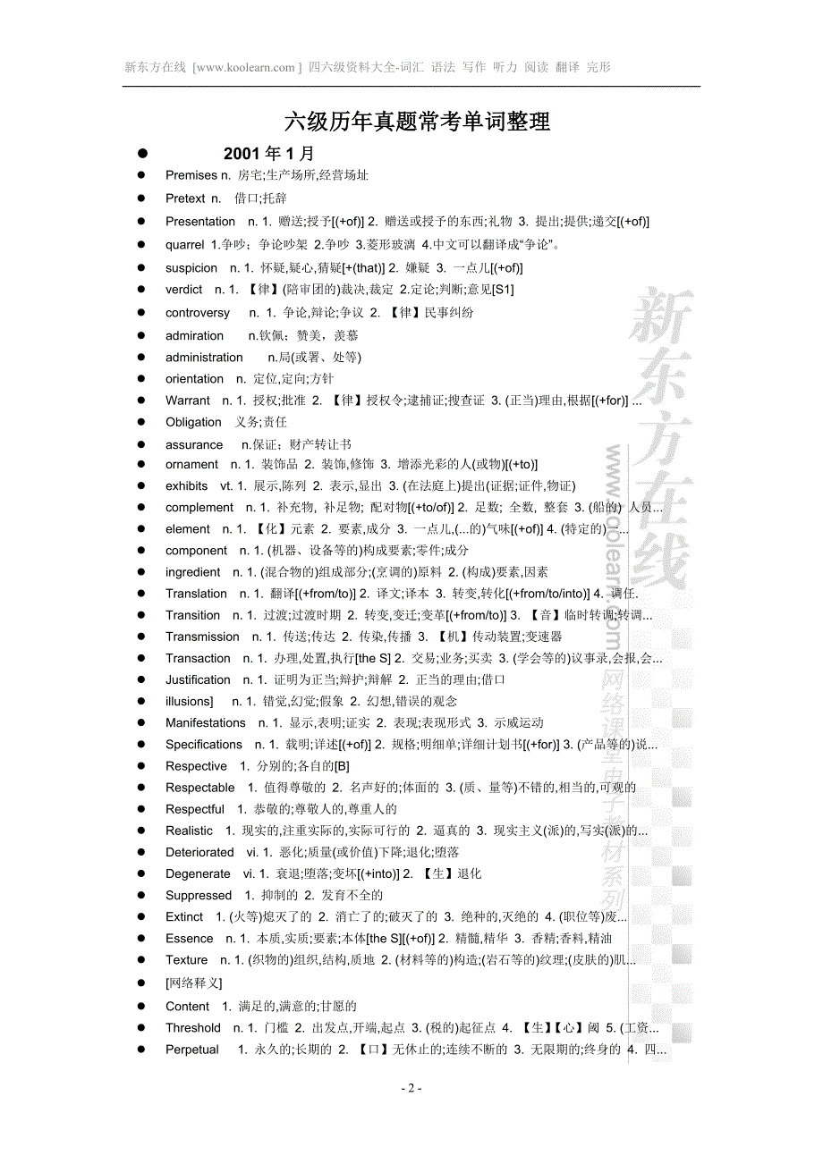 (精品)六级历年真题常考单词整理_第2页