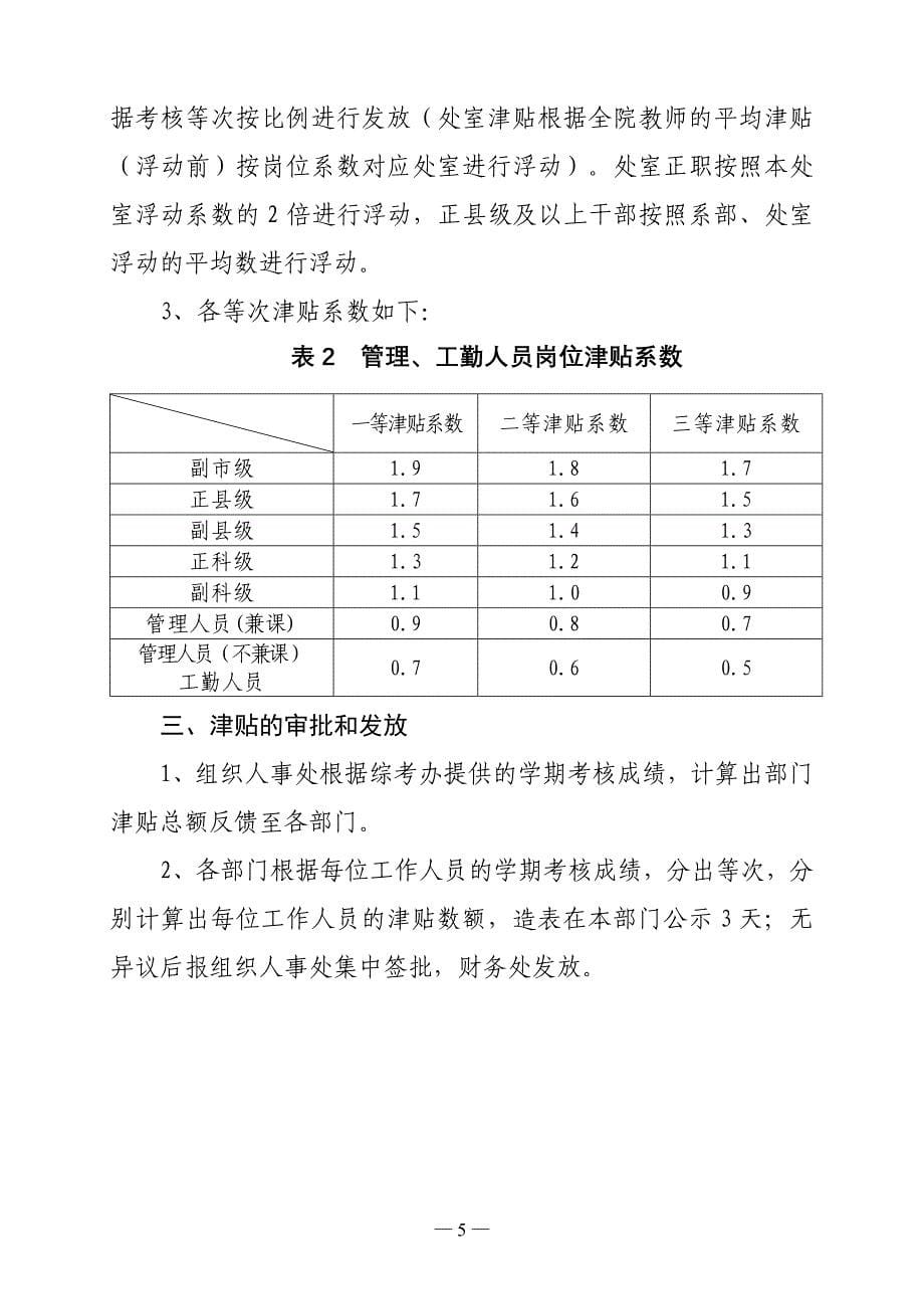 职业学院教职工津贴发放办法_第5页