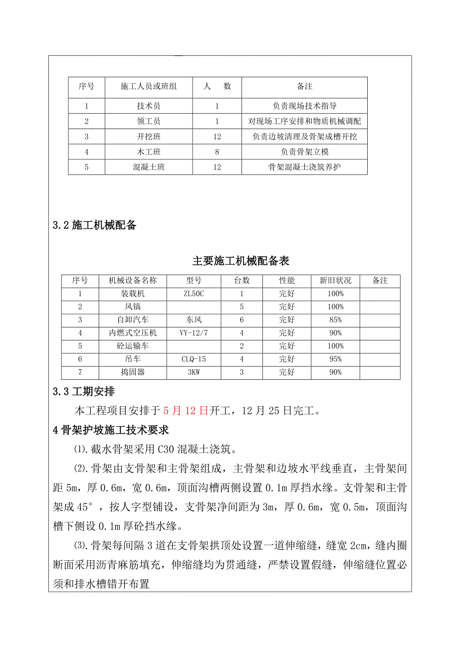 成渝客运专线人字型骨架护坡施工技术交底_第2页