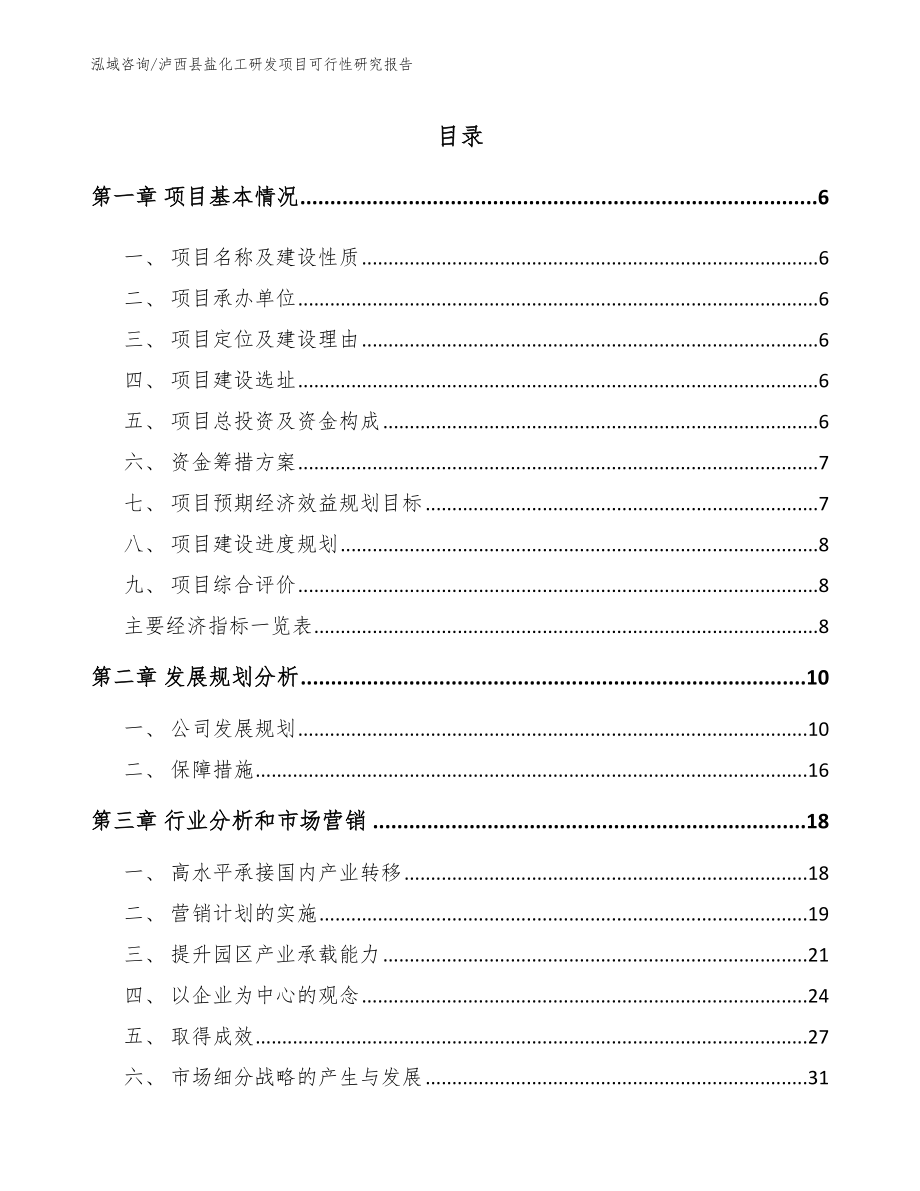 泸西县盐化工研发项目可行性研究报告_模板_第1页