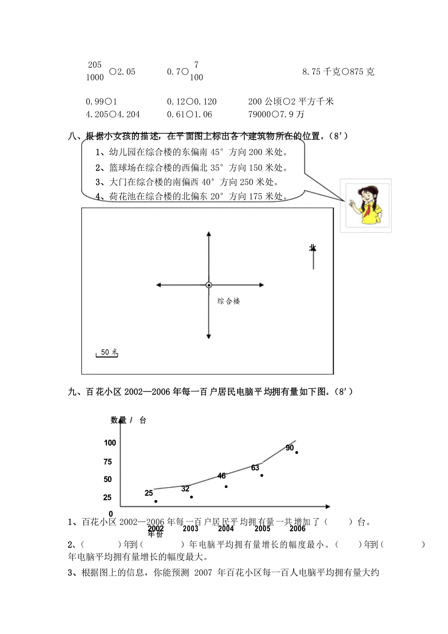 新人教版小学数学4年级下册人教版小学四年级数学下册期末试卷 (7)_第3页