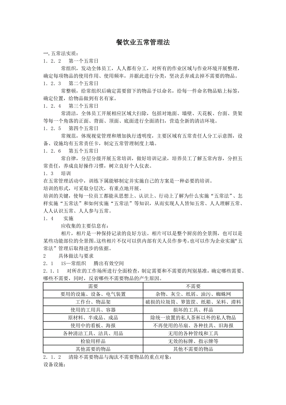 餐饮业五常管理法.doc_第1页