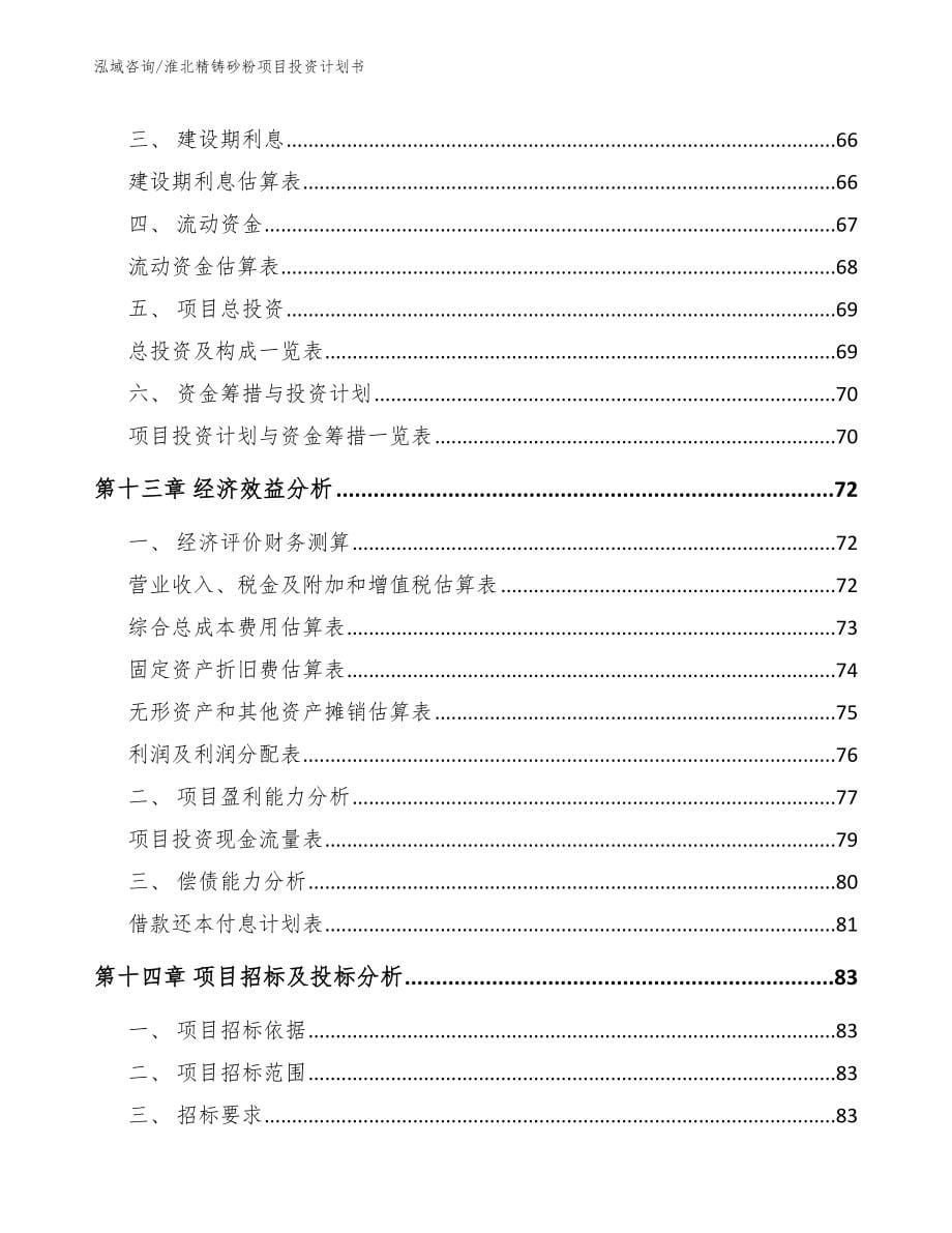 淮北精铸砂粉项目投资计划书（参考范文）_第5页