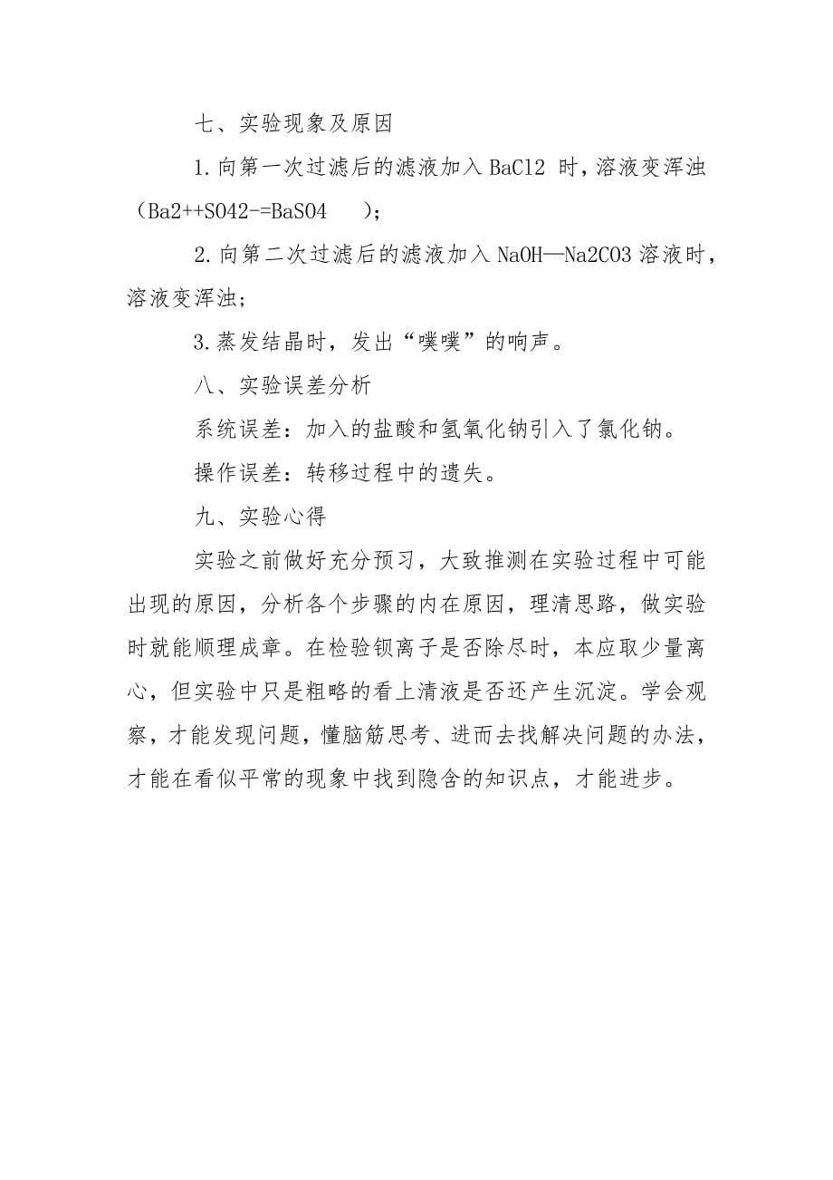 氯化钠的提纯实验报告范文_1.docx_第5页