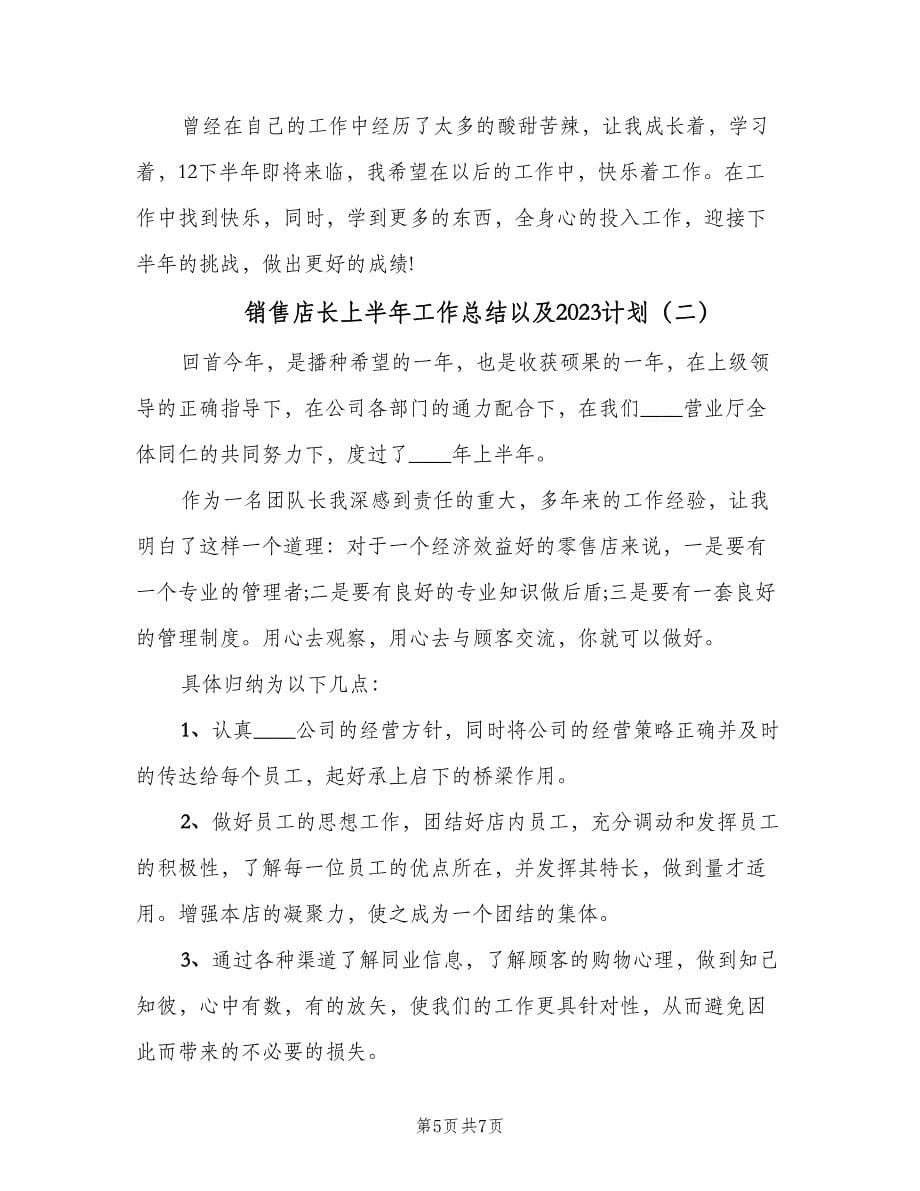 销售店长上半年工作总结以及2023计划（二篇）.doc_第5页