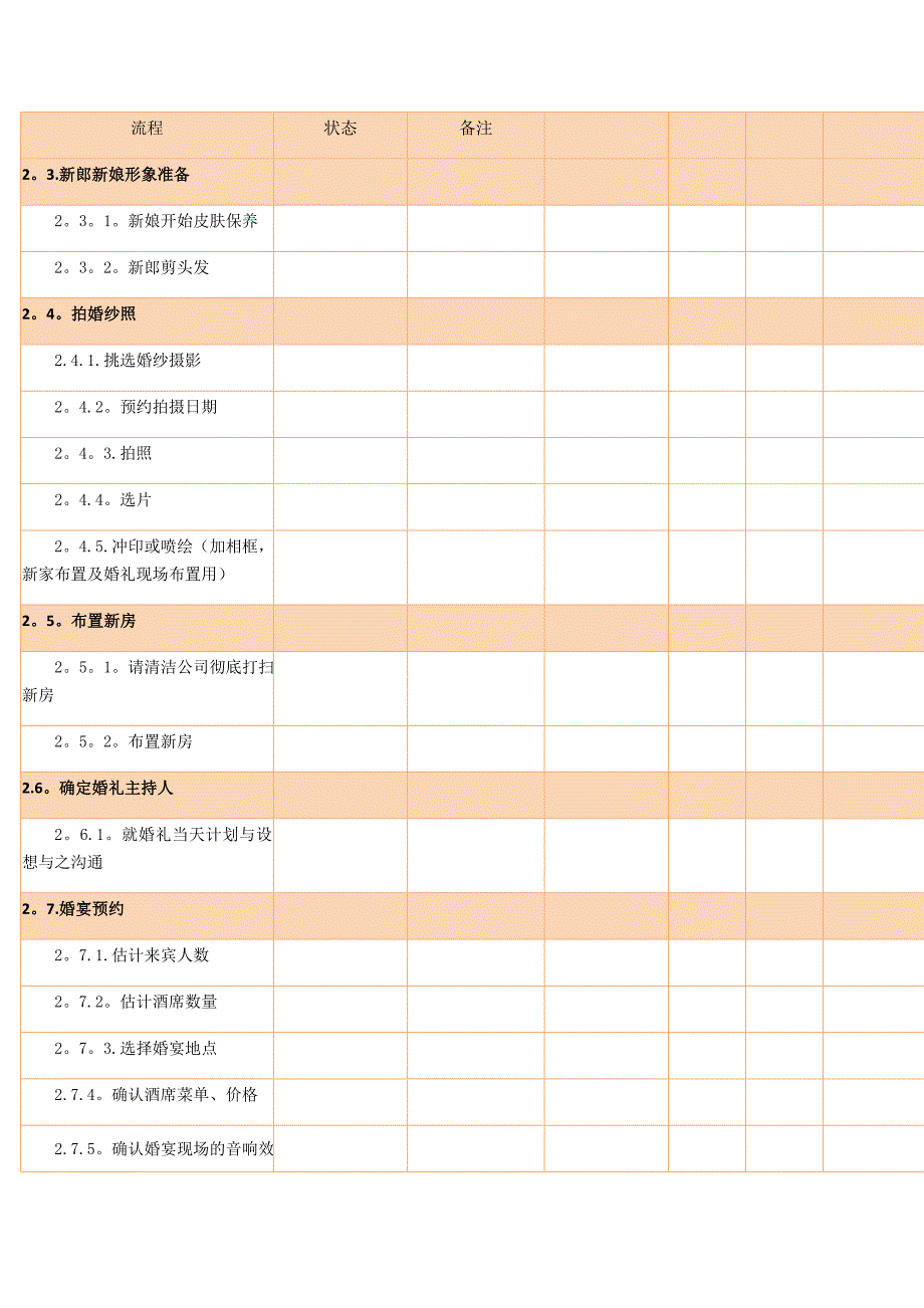 婚礼筹备流程进度表_第3页