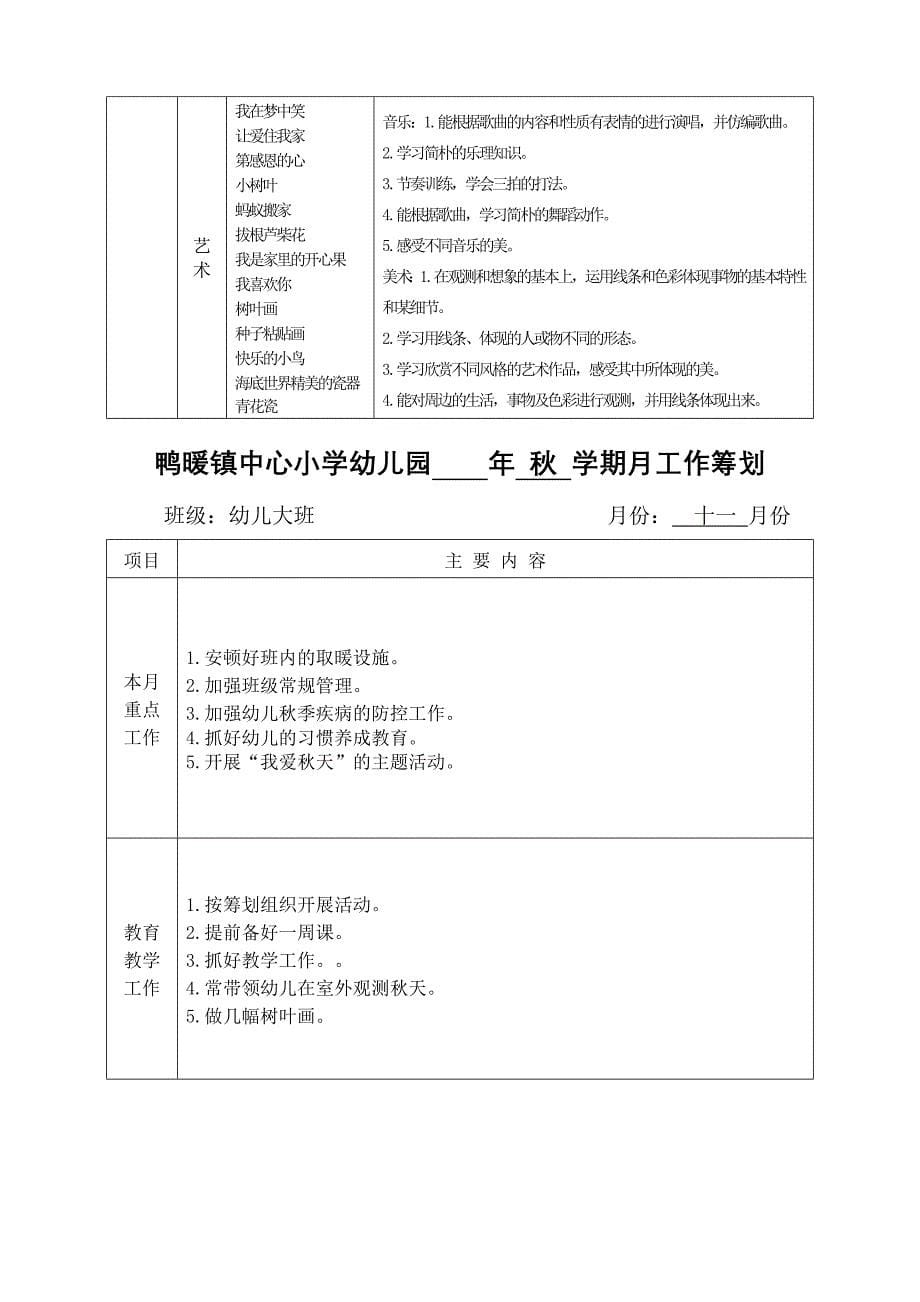 秋大班月工作计划_第5页