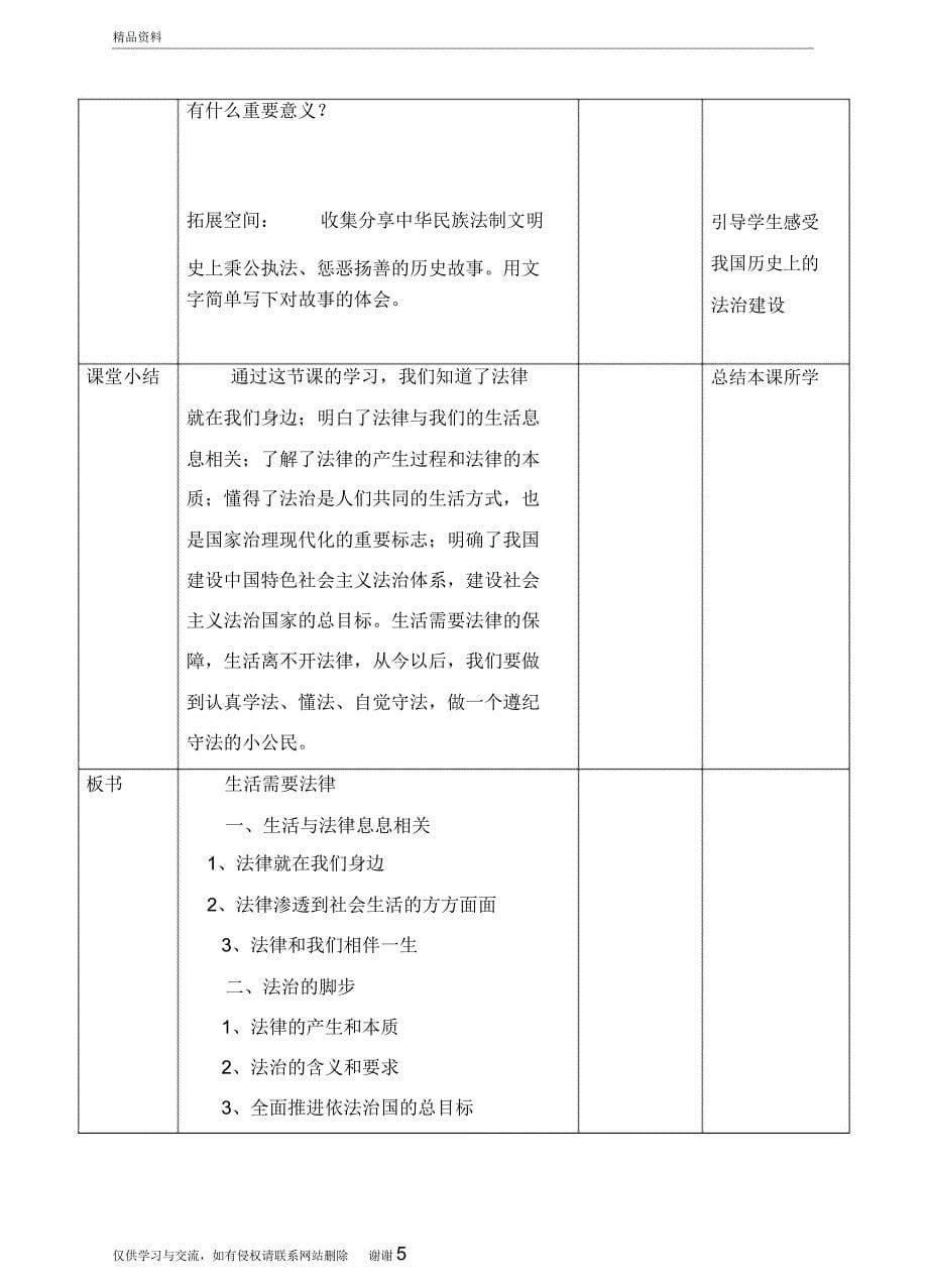 道德与法治七年级下9.1生活需要法律教学设计说课讲解_第5页