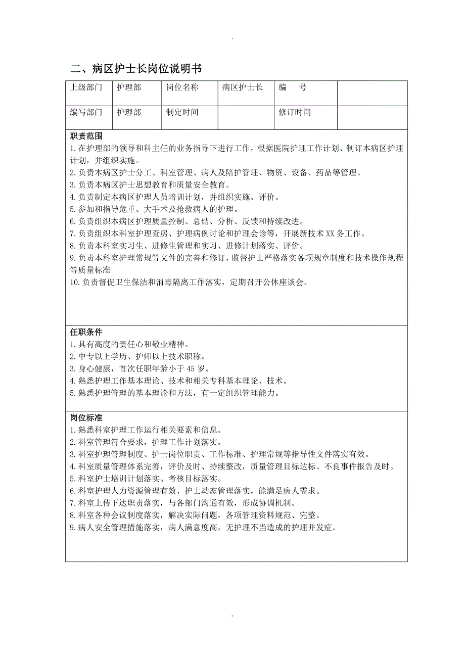 各级护理人员岗位说明书_第2页