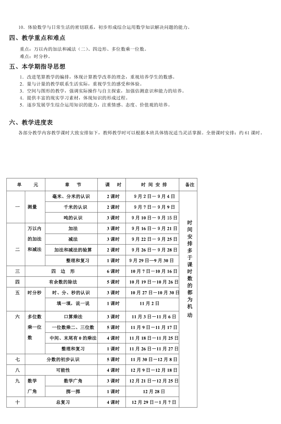 人教版三年级数学第五册教学计划_2_第2页