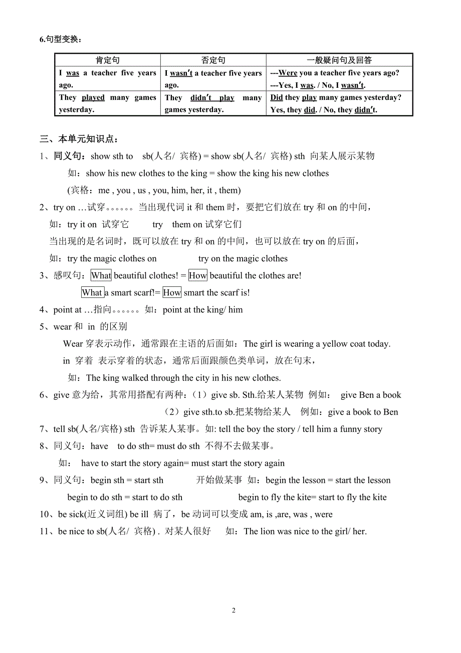 Unit1Theking’snewclothes知识点归纳_第2页