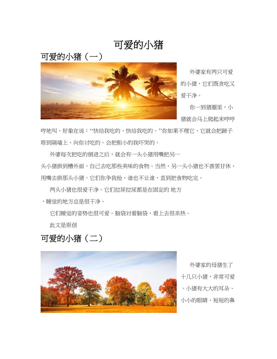 可爱的小猪(共10篇).docx_第1页