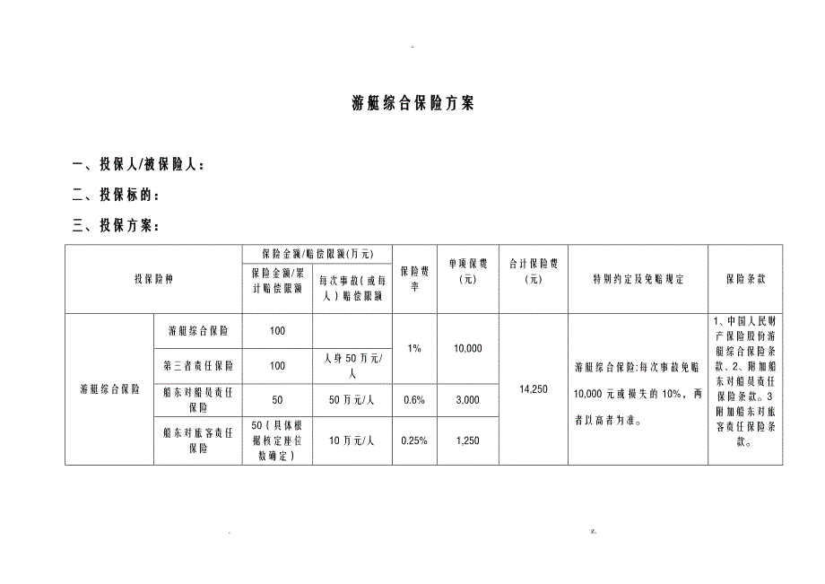 游艇综合保险方案_第1页
