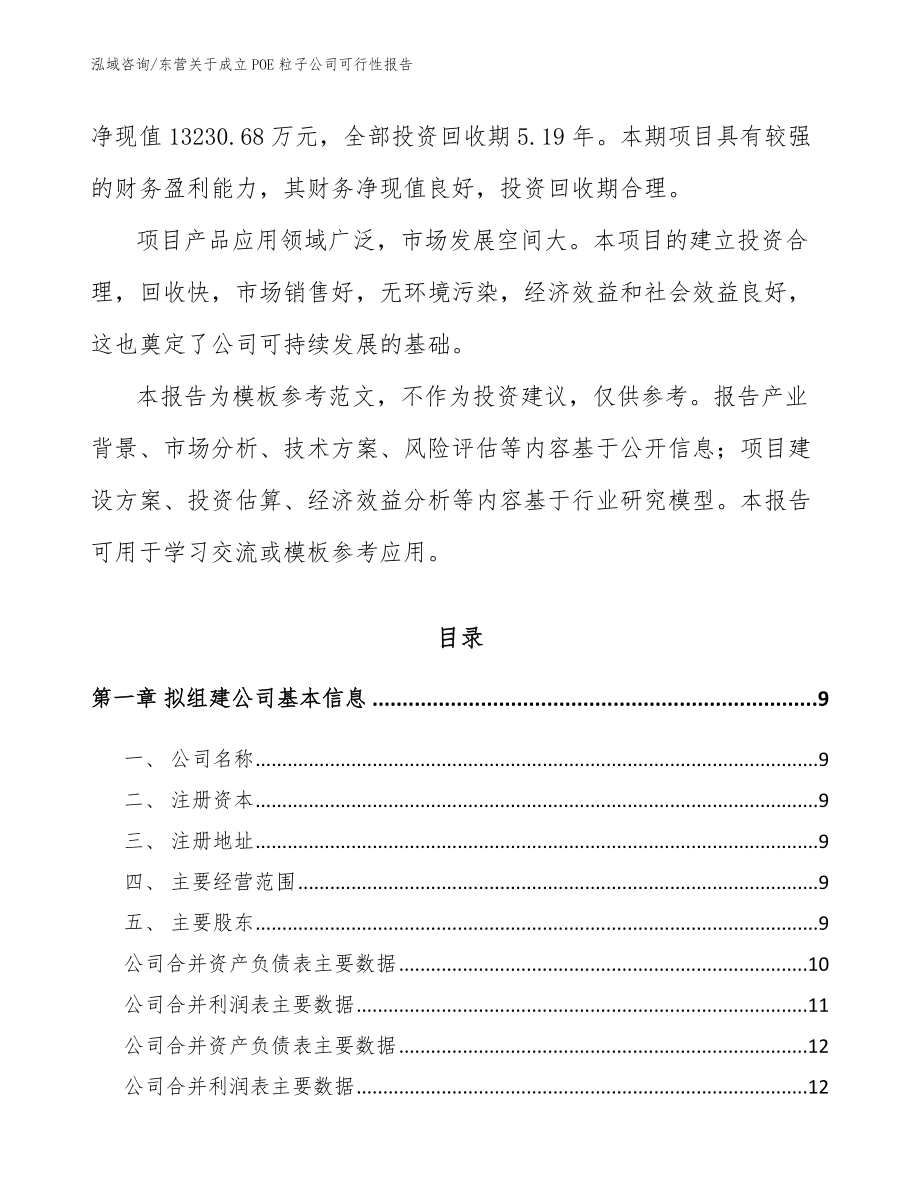 东营关于成立POE粒子公司可行性报告（模板范本）_第3页