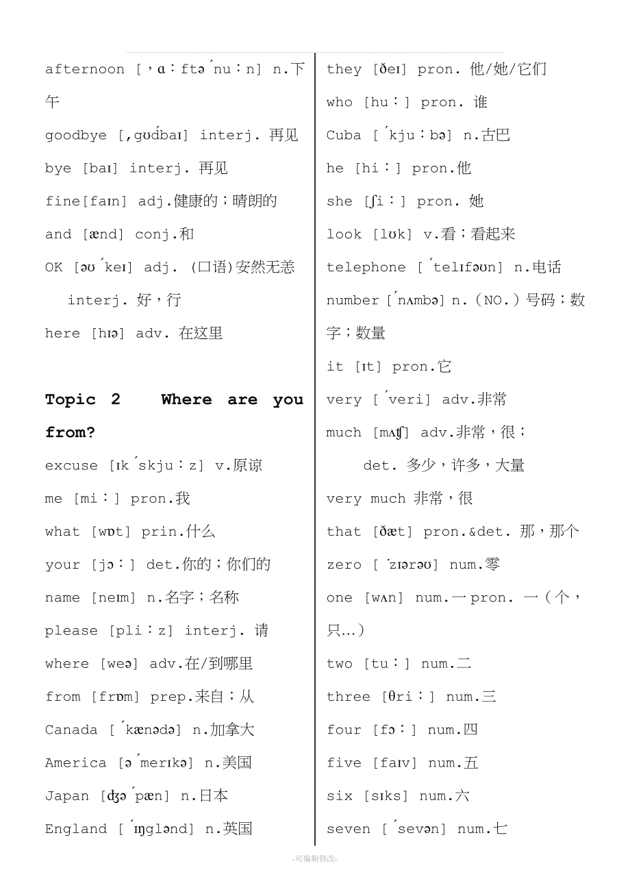 新版仁爱英语七年级上册单词表带音标.doc_第2页