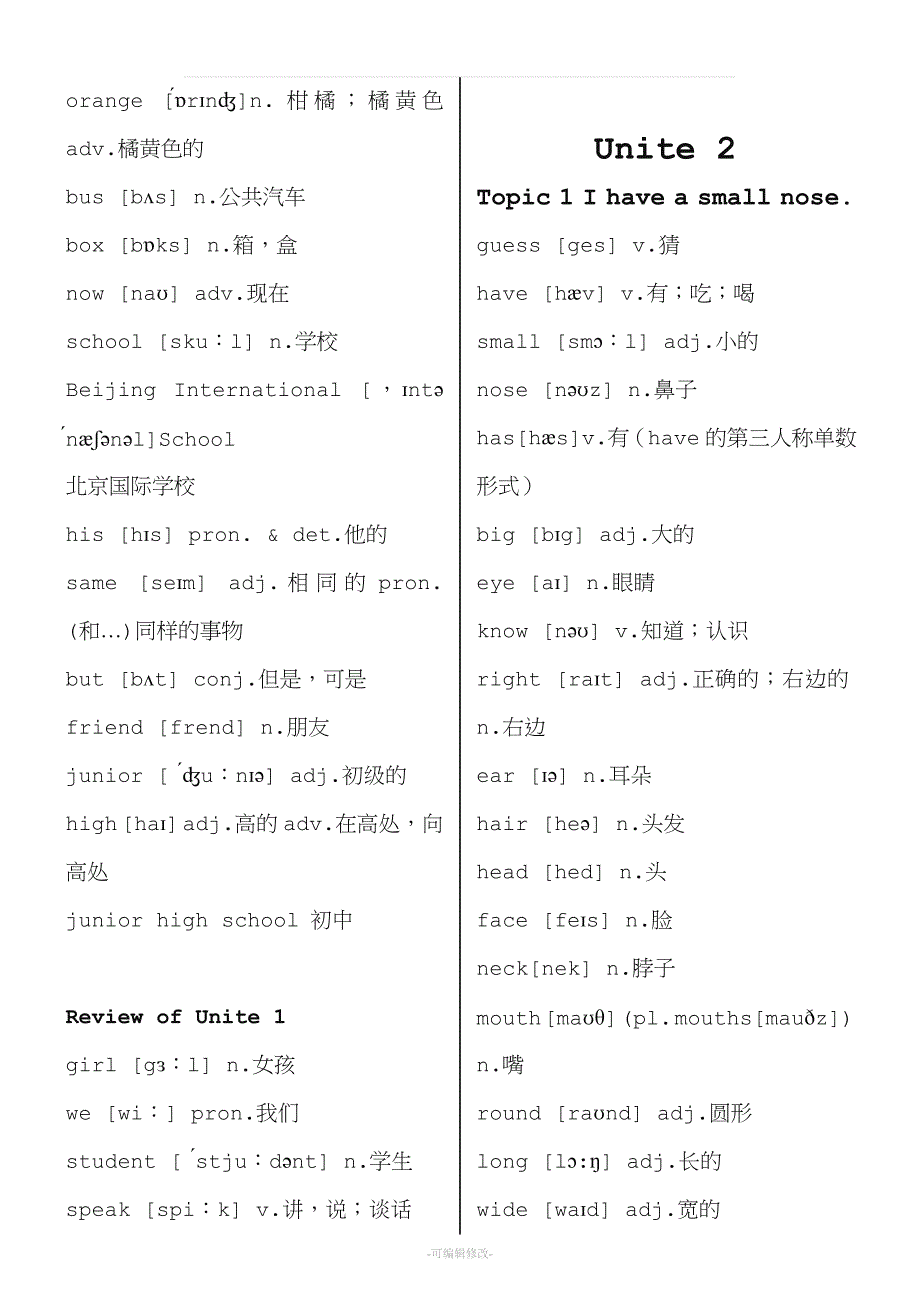 新版仁爱英语七年级上册单词表带音标.doc_第4页