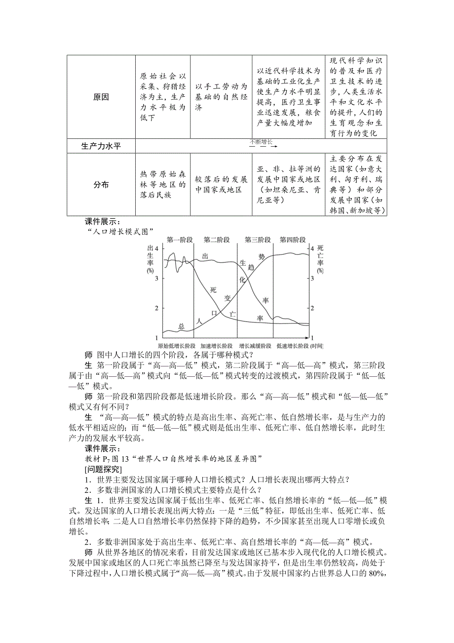 精编【湘教版】地理必修二：1.1人口增长模式2示范教案_第2页