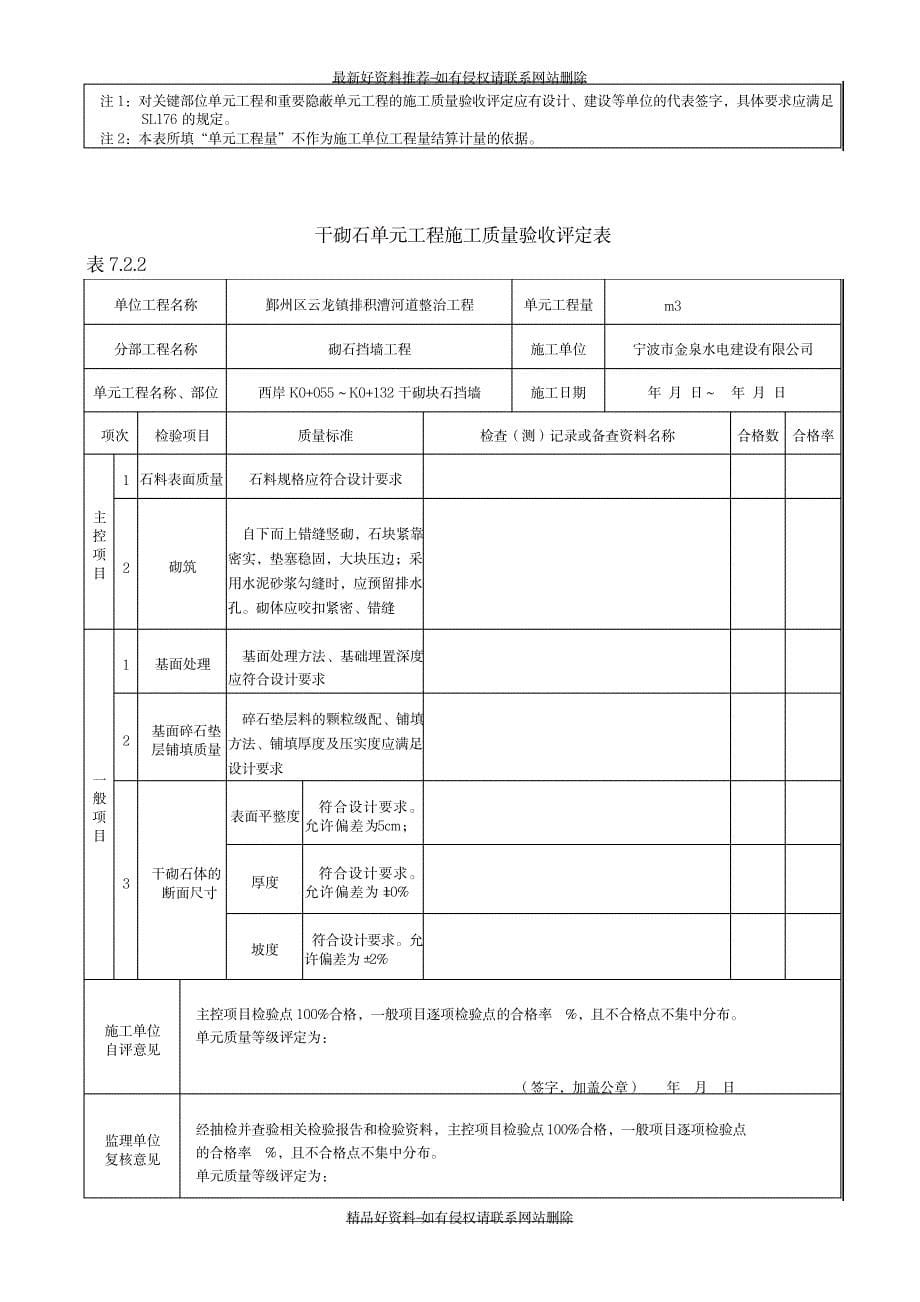 精编版干砌块石施工质量验收评定表_第5页