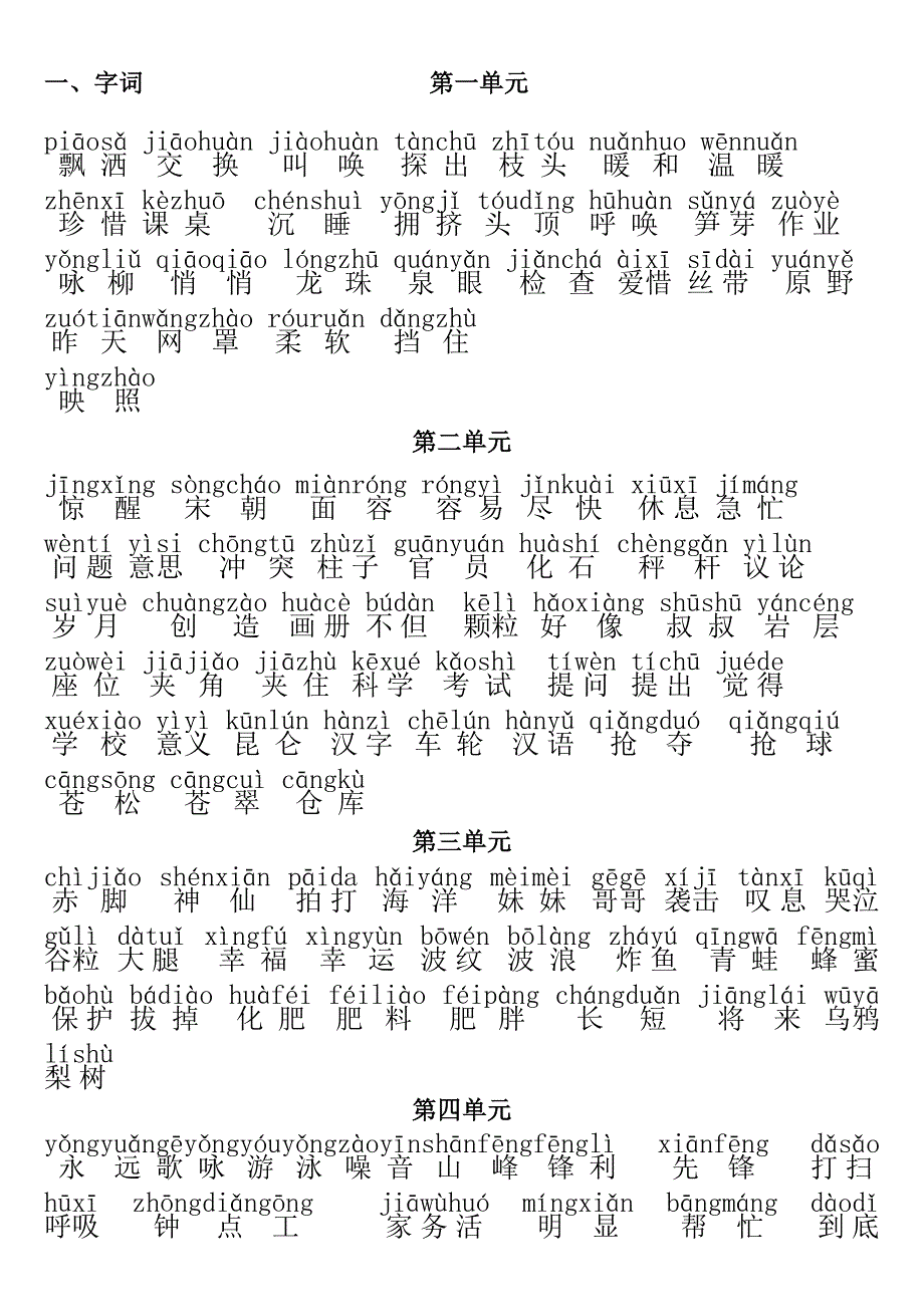 语文S版二年级下册重点词语11_第1页